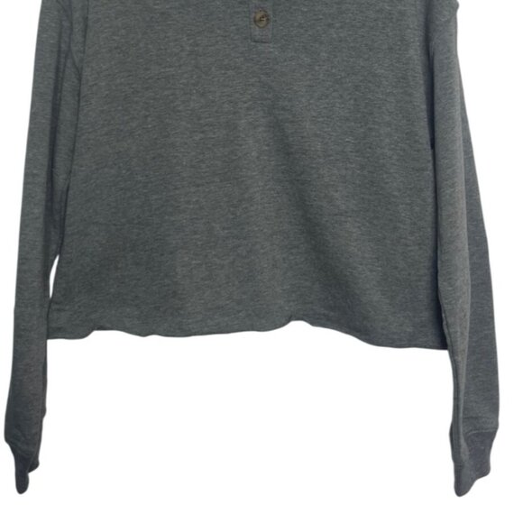 Wild Fable Cropped Collared Long Sleeve Polo Shirt Womens Small Heather Gray New - Picture 5 of 10